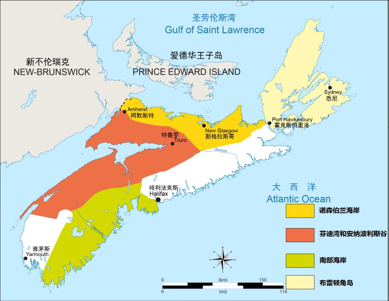 新斯科舍省地图中文版图片